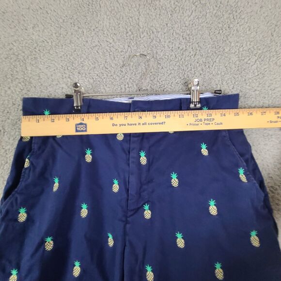 Isaac Mizrahi Blue Embroidered Pineapple Shorts Mens Sz 32 9" Inseam - Picture 6 of 6